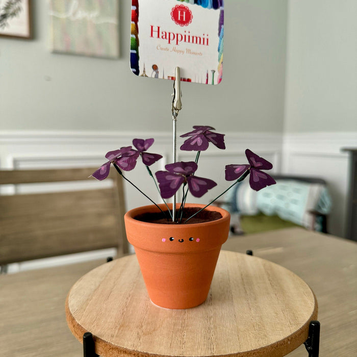 Purple Shamrock Oxalis Triangularis Handmade plant photo holder