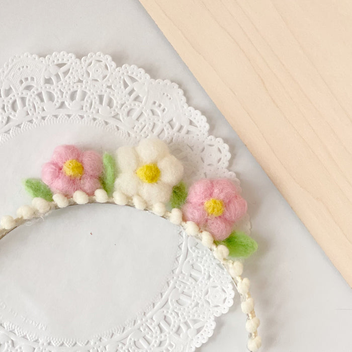 Pink White Flower Girl Headband