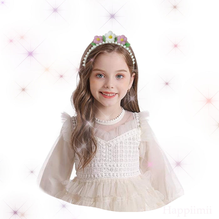 Pink White Flower Girl Headband