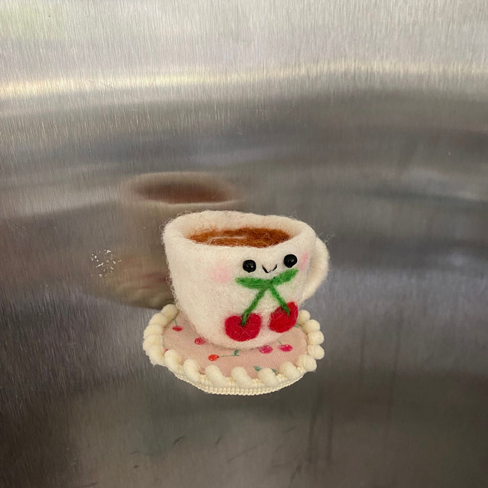 Cherry Tea Cup Fridge Magnet